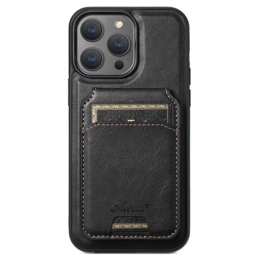 SUTENI H15 For iPhone 15 Pro Phone Case Compatible with MagSafe Detachable Card Holder Cover - Black - 1
