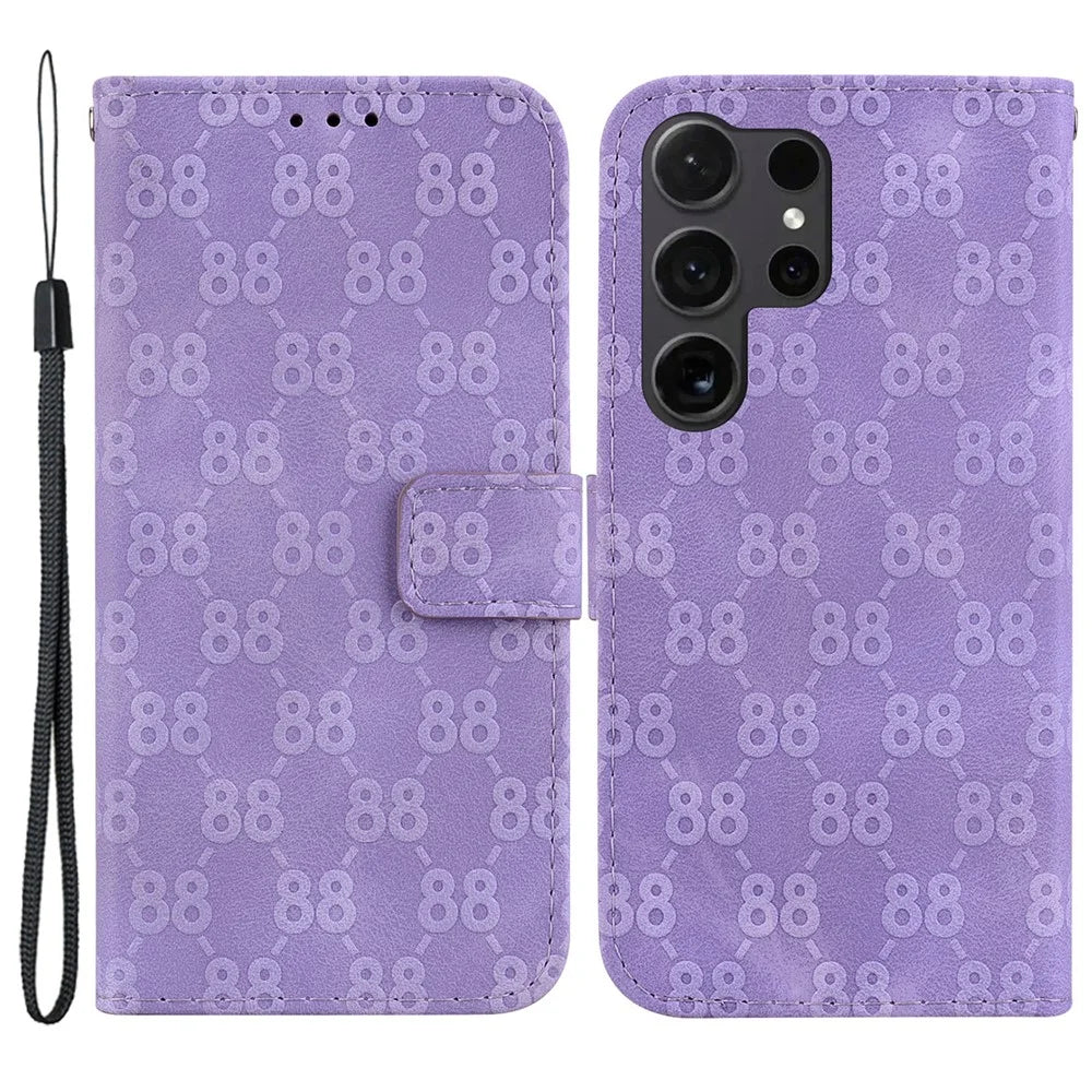 For Samsung Galaxy S24 Ultra Case Double 8-Shape Flip PU Leather Phone Cover - Purple - 1