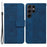 For Samsung Galaxy S24 Ultra Case Phone Shell Imprinted PU Leather Flip Cover - Blue - 1