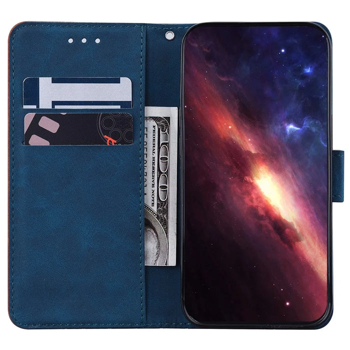 For Samsung Galaxy S24 Ultra Case Phone Shell Imprinted PU Leather Flip Cover - Blue - 2