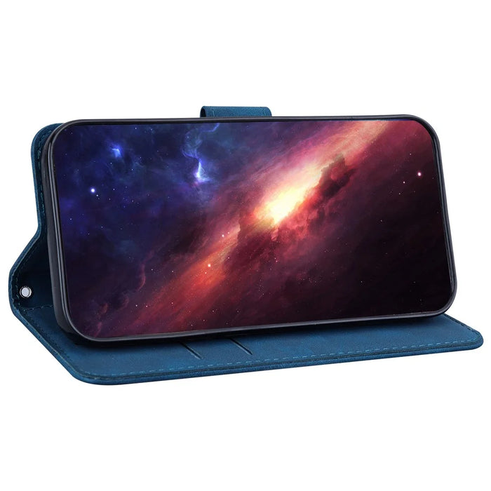 For Samsung Galaxy S24 Ultra Case Phone Shell Imprinted PU Leather Flip Cover - Blue - 3