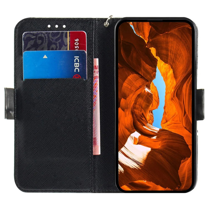 PU Leather Flip Cover for Samsung Galaxy S24 Ultra Case Pattern Printed Anti-Drop Wallet Phone Case with Strap - Embracing Cat - 2