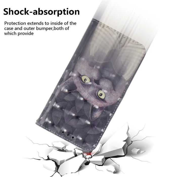 PU Leather Flip Cover for Samsung Galaxy S24 Ultra Case Pattern Printed Anti-Drop Wallet Phone Case with Strap - Embracing Cat - 5