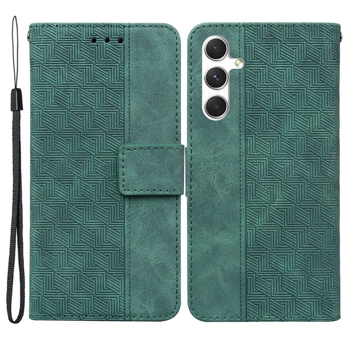For Samsung Galaxy S24 Case Scratch Resistant Phone Shell Imprinted PU Leather Cover - Green - 1