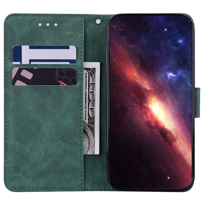 For Samsung Galaxy S24 Case Scratch Resistant Phone Shell Imprinted PU Leather Cover - Green - 2