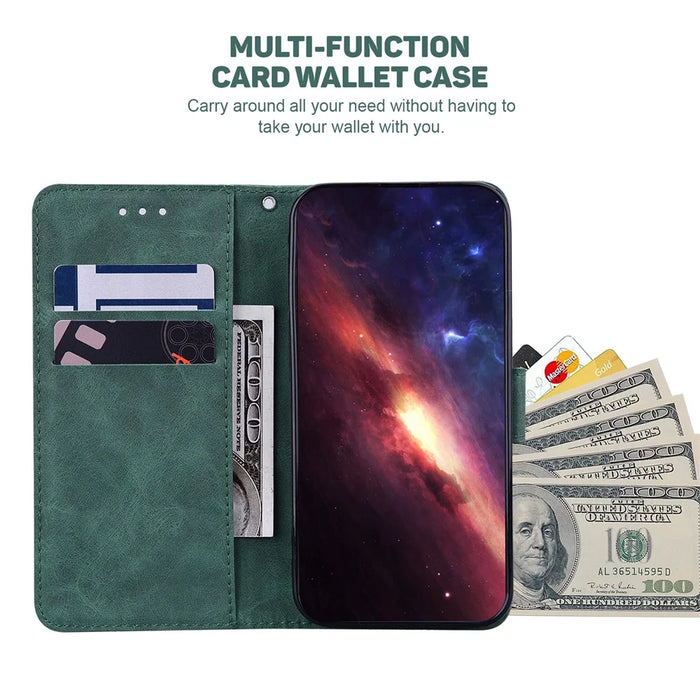 For Samsung Galaxy S24 Case Scratch Resistant Phone Shell Imprinted PU Leather Cover - Green - 4