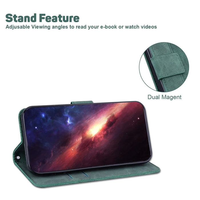 For Samsung Galaxy S24 Case Scratch Resistant Phone Shell Imprinted PU Leather Cover - Green - 5