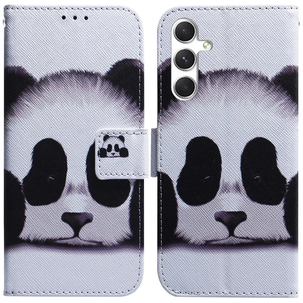 Anti-Drop Wallet Phone Case for Samsung Galaxy S24+ Case Pattern Printed PU Leather Flip Cover - Panda - 1