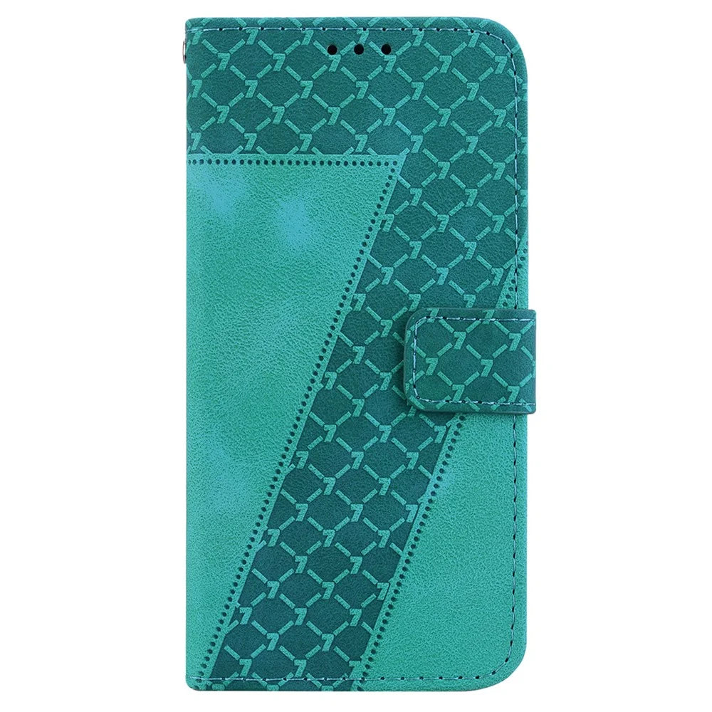 For Samsung Galaxy S24 Case Magnetic Clasp Leather Wallet Imprinted Phone Cover - Green - 7