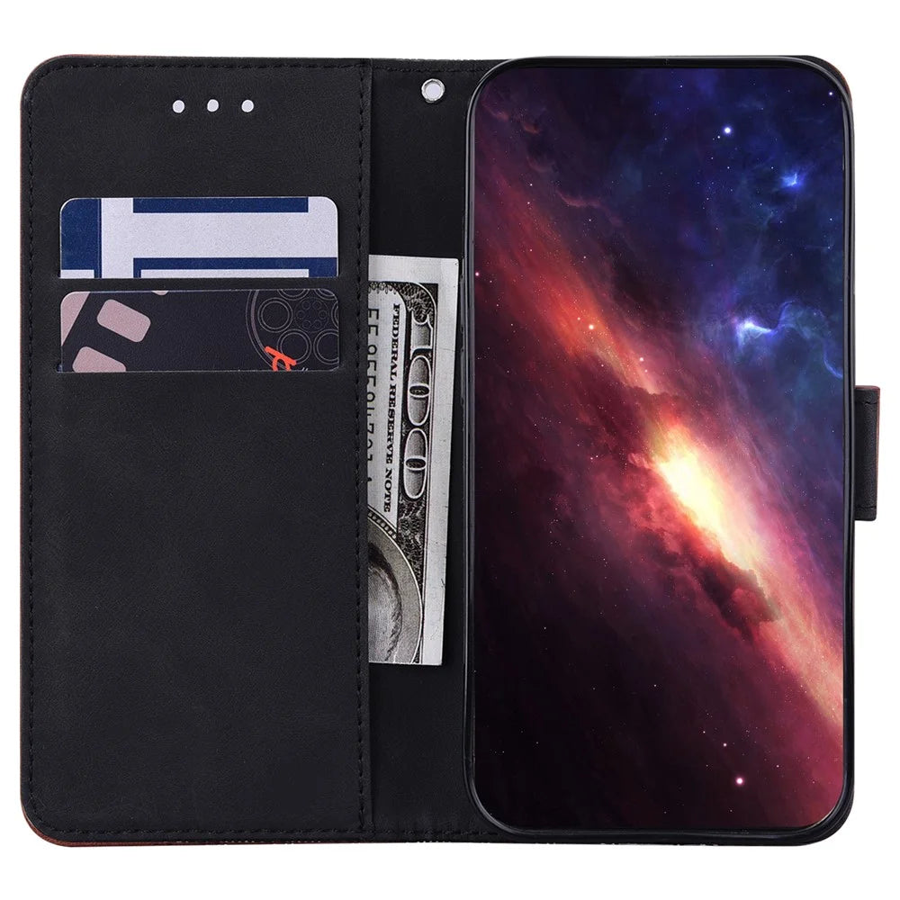 For Samsung Galaxy S24+ Case Imprinted Geometry Stand Wallet Leather Cover - Black - 2