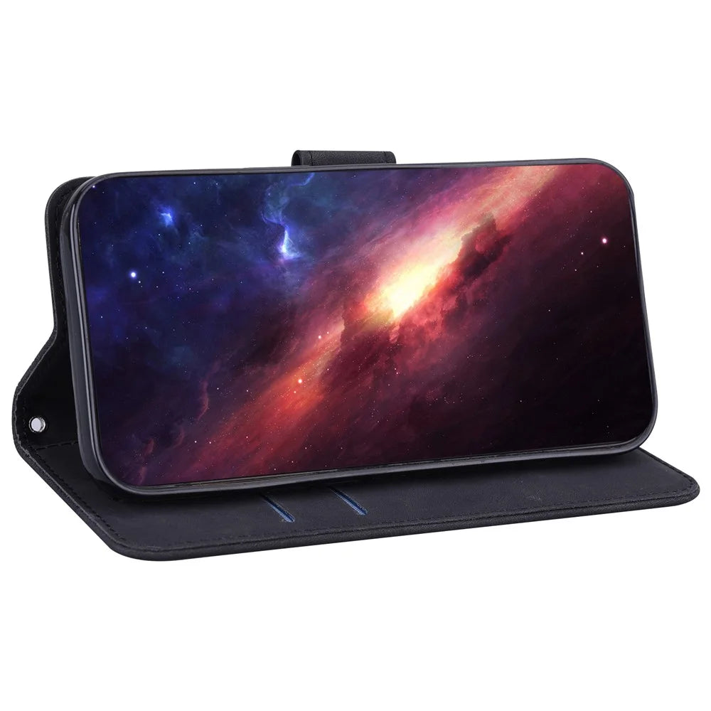 For Samsung Galaxy S24+ Case Imprinted Geometry Stand Wallet Leather Cover - Black - 3