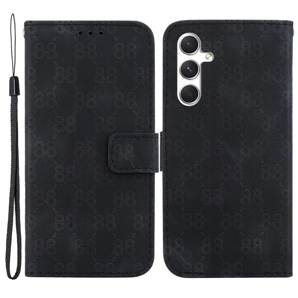 For Samsung Galaxy S24+ Case Wallet Stand Double 8-Shape Phone Cover - Black - 1