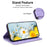 For Samsung Galaxy S24+ Case Wallet Leather Cover with Imprint Flower - Purple - 3