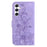 For Samsung Galaxy S24+ Case Wallet Leather Cover with Imprint Flower - Purple - 7
