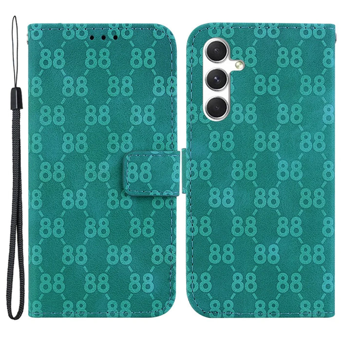 For Samsung Galaxy S24 Leather Case Double 8-Shape Phone Wallet Cover - Green - 1