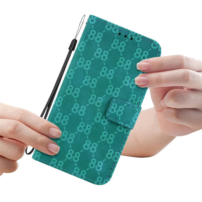 For Samsung Galaxy S24 Leather Case Double 8-Shape Phone Wallet Cover - Green - 6