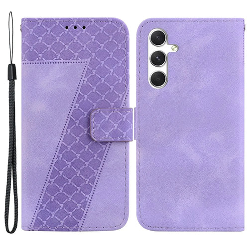 For Samsung Galaxy S24+ Case 7-Shape Imprinted Wallet Leather Phone Cover - Purple - 1