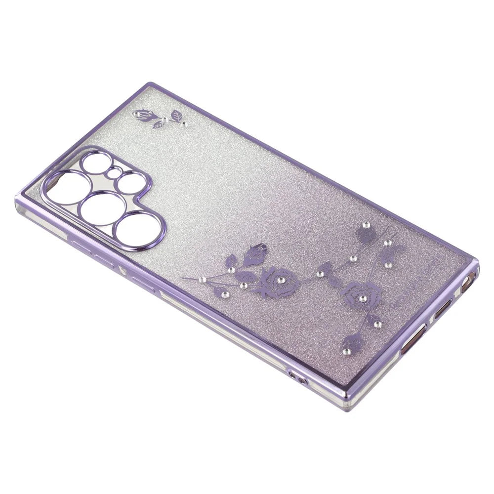KADEM For Samsung Galaxy S24 Ultra Case Glitter Phone TPU Back Guard Cover with Strap - Purple - 4
