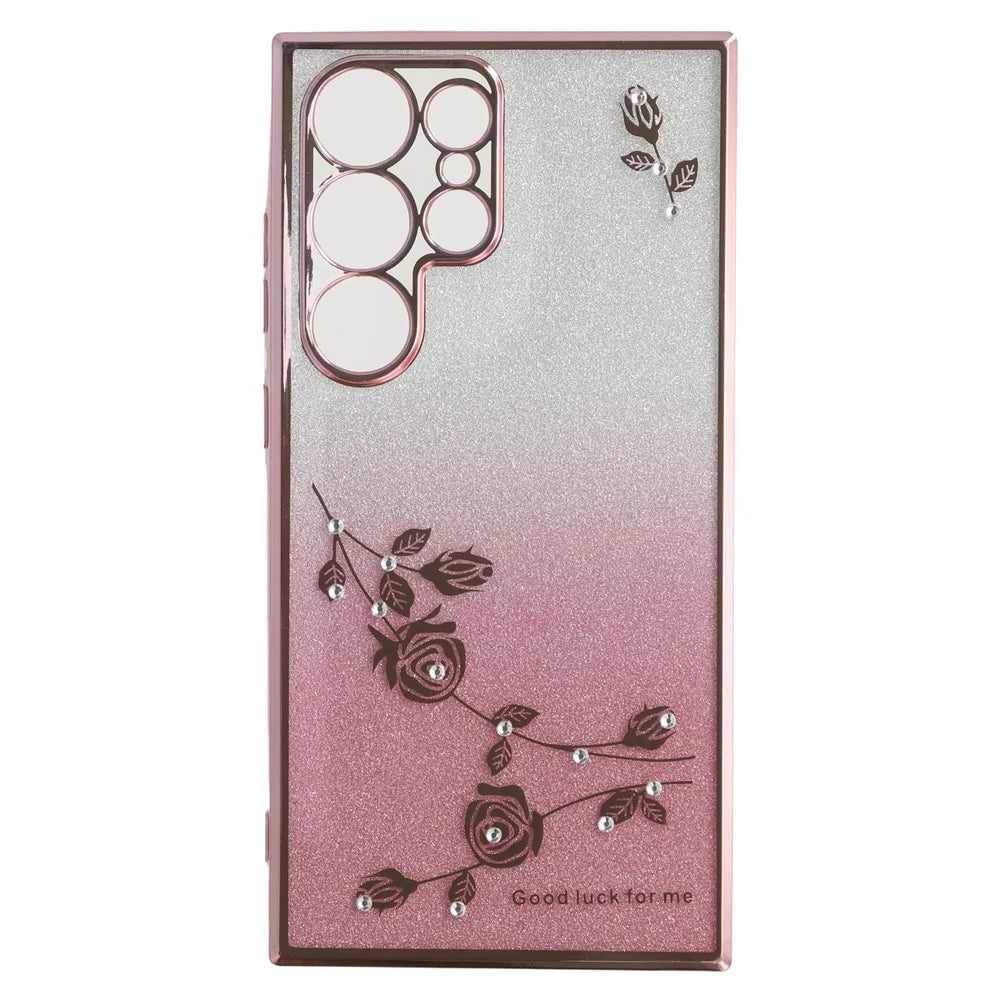 KADEM For Samsung Galaxy S24 Ultra Cover Soft TPU Phone Case with Ring Kickstand - Rose Gold - 3