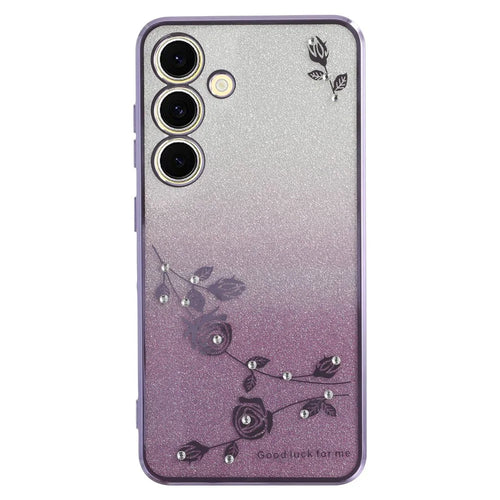 KADEM For Samsung Galaxy S24 Case Rhinestone Decor Flower Pattern TPU Phone Cover - Purple - 1