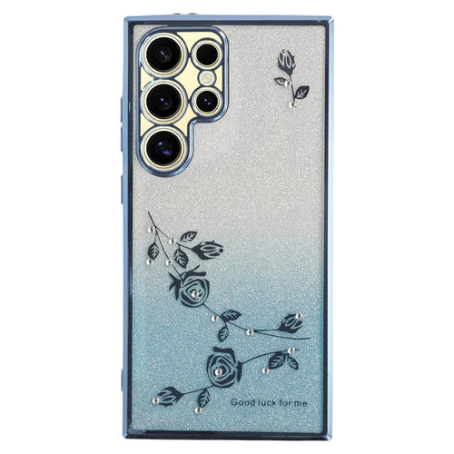 KADEM For Samsung Galaxy S24 Ultra Case Flower Pattern Anti-fall TPU Phone Cover - Blue - 1