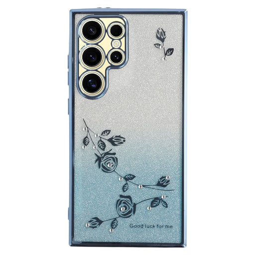 KADEM For Samsung Galaxy S24 Ultra Case Flower Pattern Anti-fall TPU Phone Cover - Blue - 1