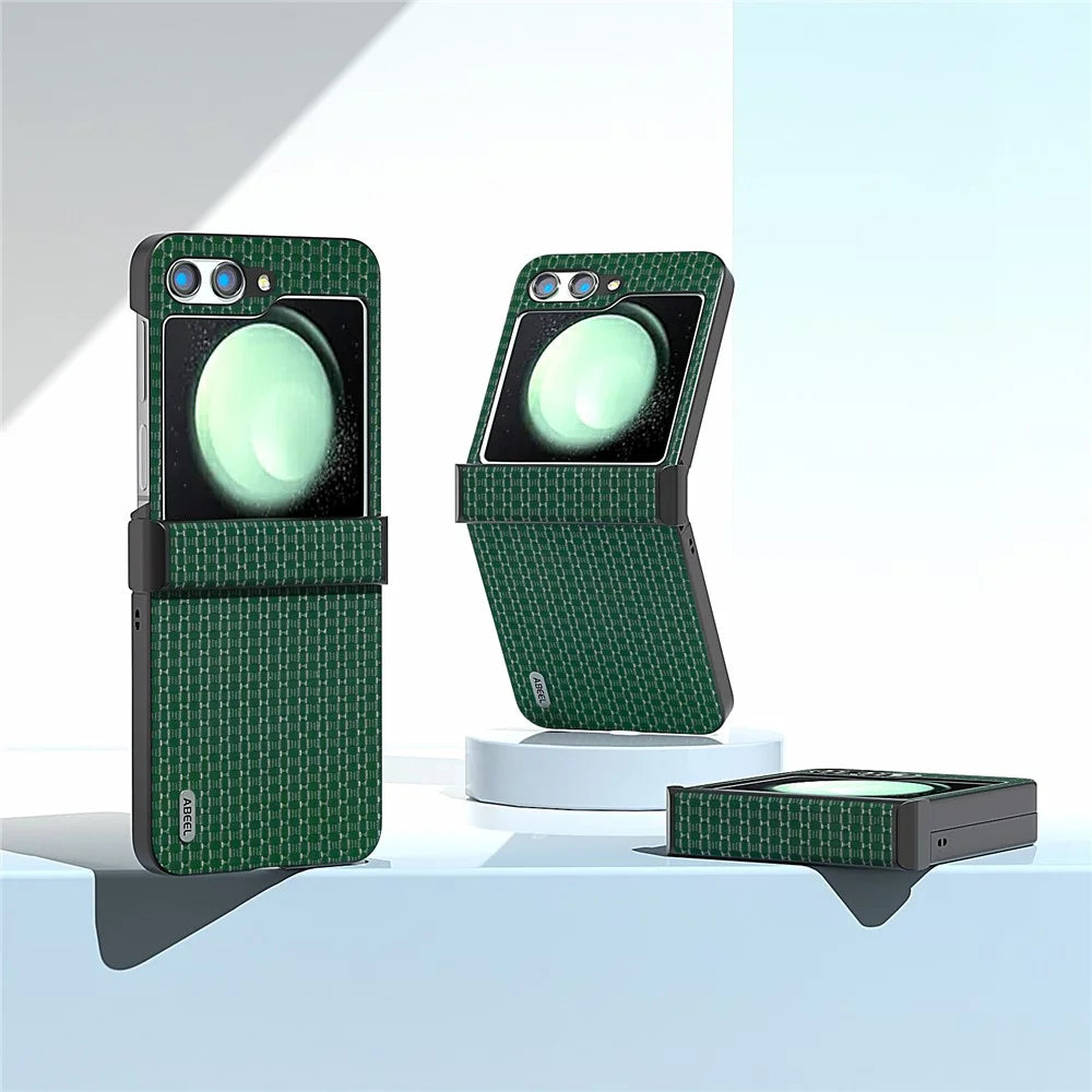 ABEEL For Samsung Galaxy Z Flip5 5G Luxury Phone Case PU Leather + Hard PC Cover - Green - 2