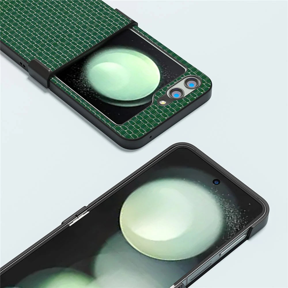 ABEEL For Samsung Galaxy Z Flip5 5G Luxury Phone Case PU Leather + Hard PC Cover - Green - 3