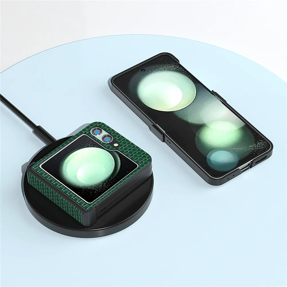 ABEEL For Samsung Galaxy Z Flip5 5G Luxury Phone Case PU Leather + Hard PC Cover - Green - 4
