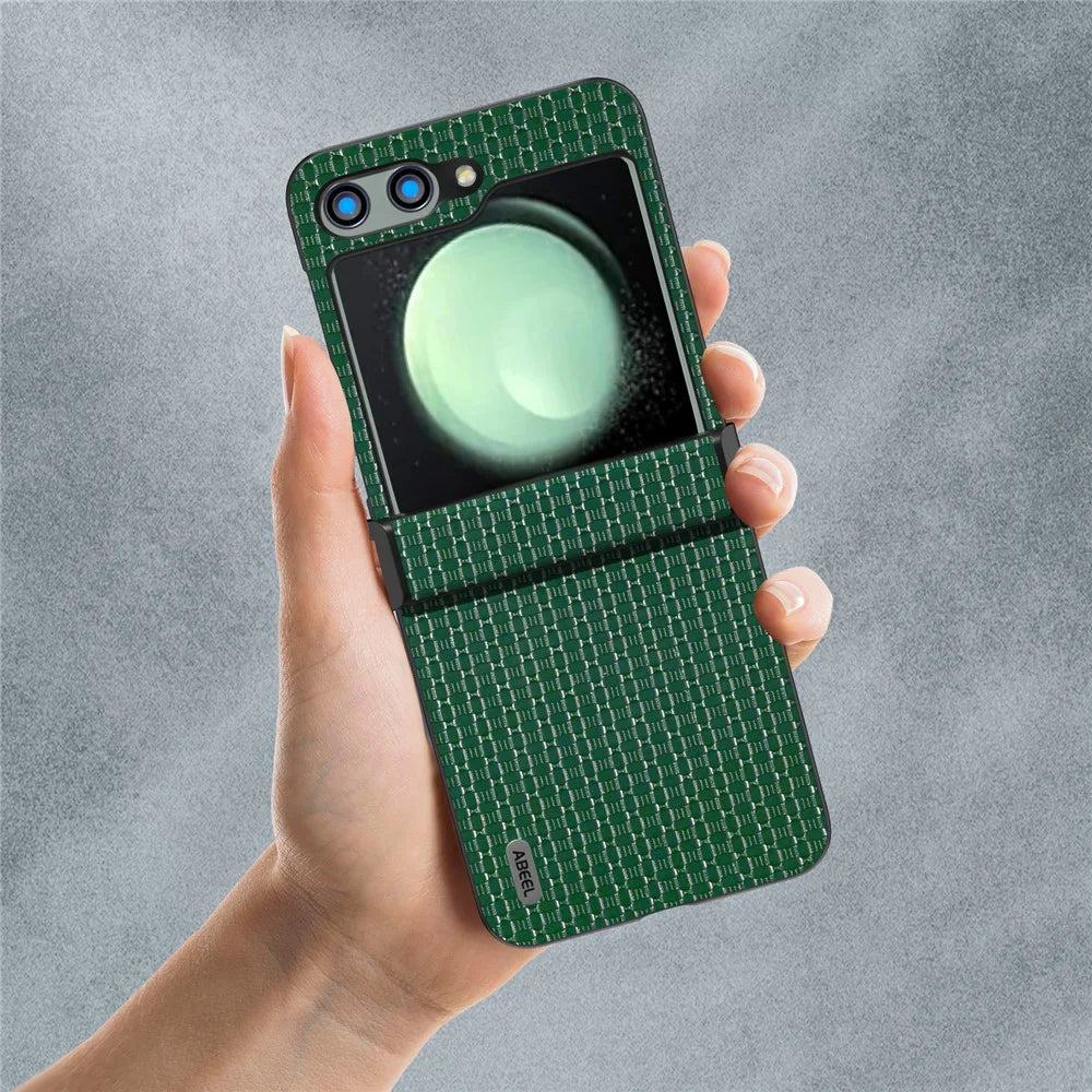 ABEEL For Samsung Galaxy Z Flip5 5G Luxury Phone Case PU Leather + Hard PC Cover - Green - 6