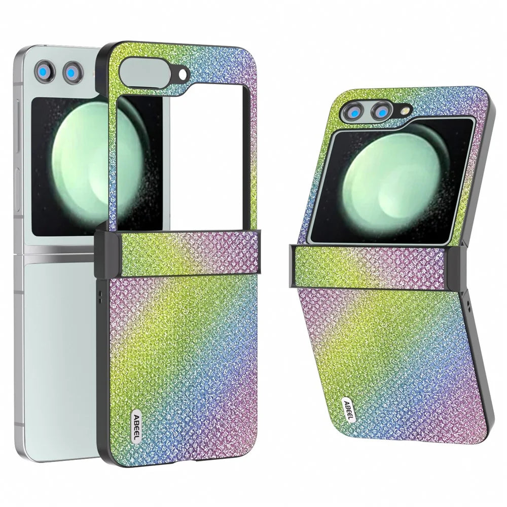 ABEEL For Samsung Galaxy Z Flip5 5G Case Rhinestone Texture PU Leather+PC Phone Protective Cover - Multi-color - 1