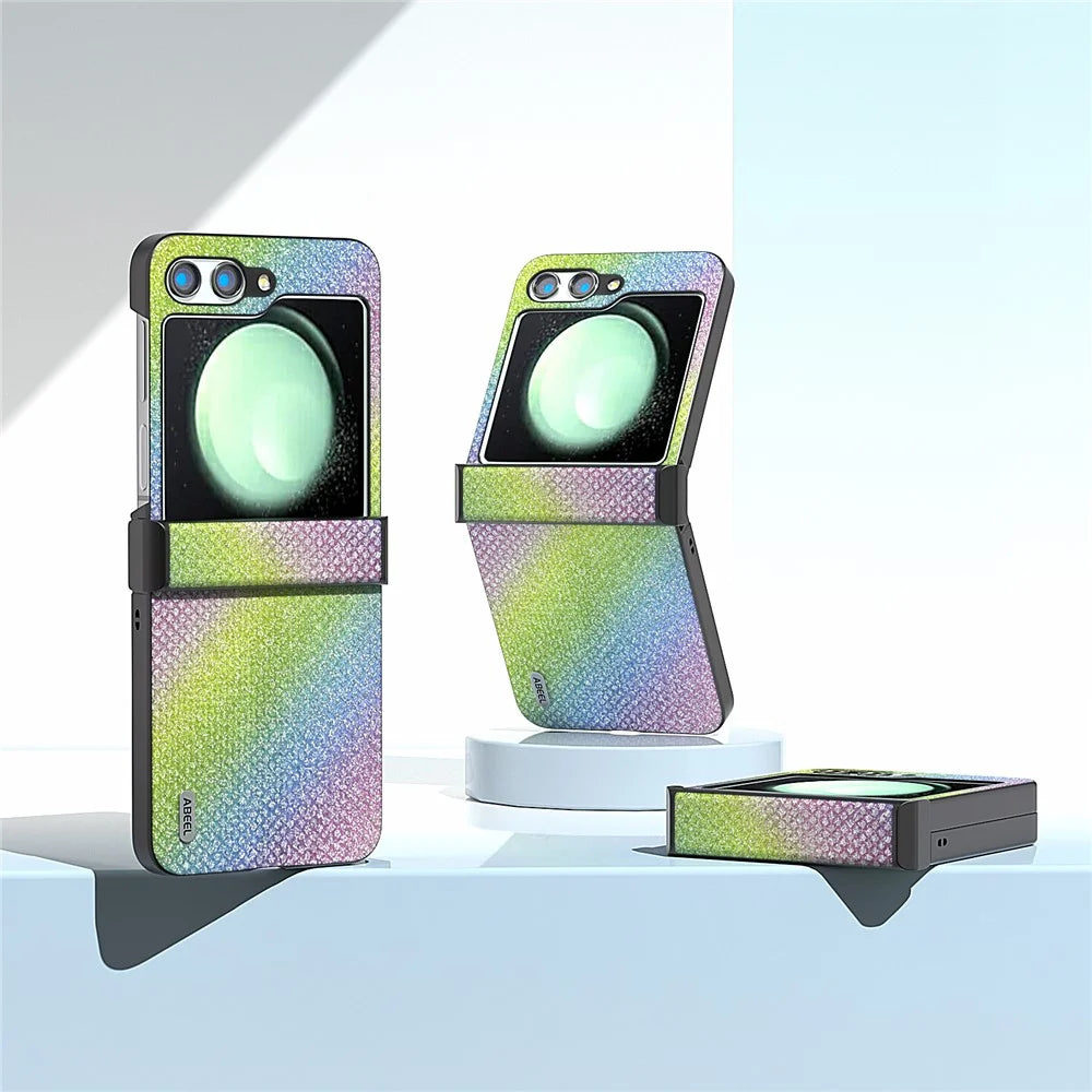ABEEL For Samsung Galaxy Z Flip5 5G Case Rhinestone Texture PU Leather+PC Phone Protective Cover - Multi-color - 2