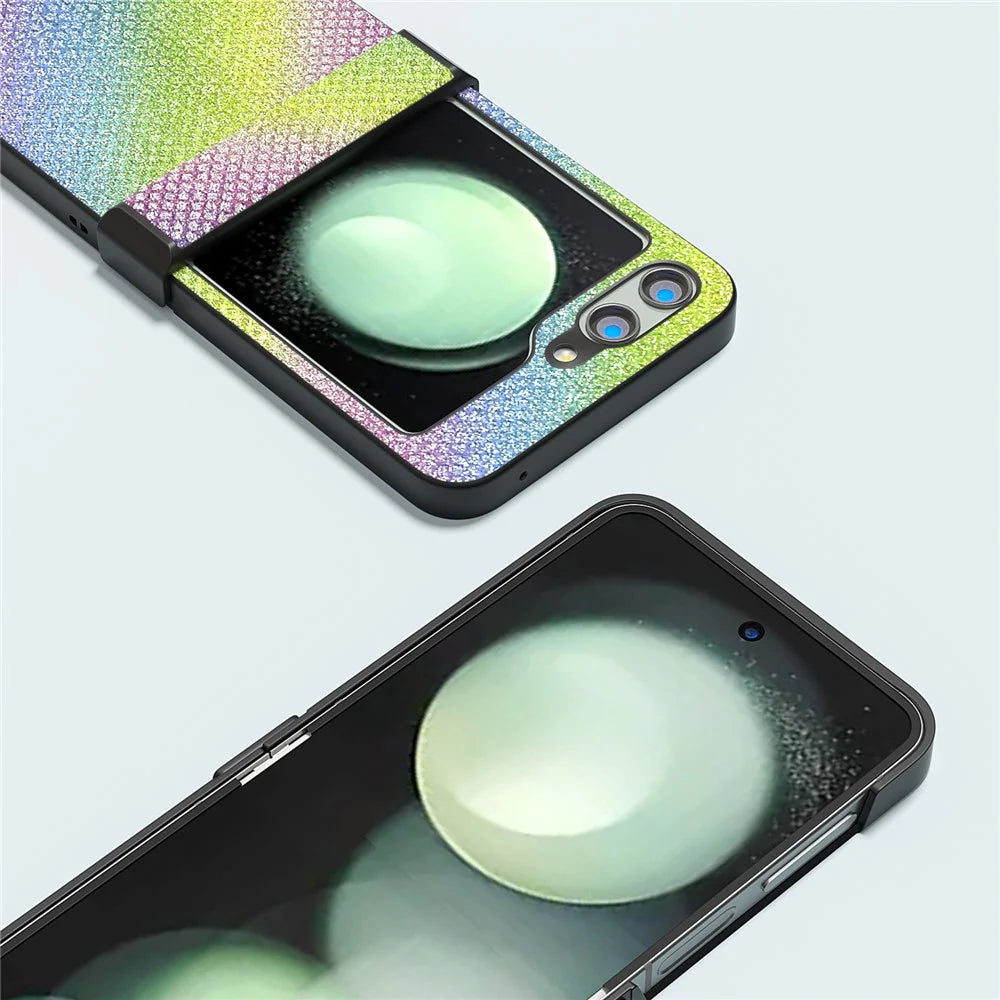 ABEEL For Samsung Galaxy Z Flip5 5G Case Rhinestone Texture PU Leather+PC Phone Protective Cover - Multi-color - 3