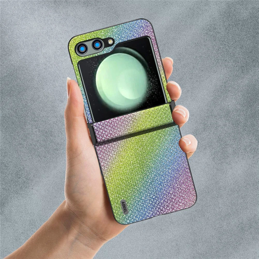 ABEEL For Samsung Galaxy Z Flip5 5G Case Rhinestone Texture PU Leather+PC Phone Protective Cover - Multi-color - 6