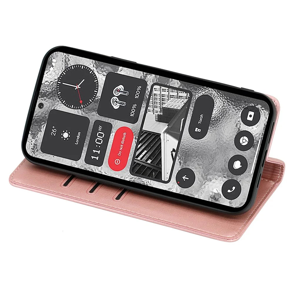 For Nothing Phone (2) Case Magnetic Auto Closing Phone Leather Cover - Rose Gold - 3