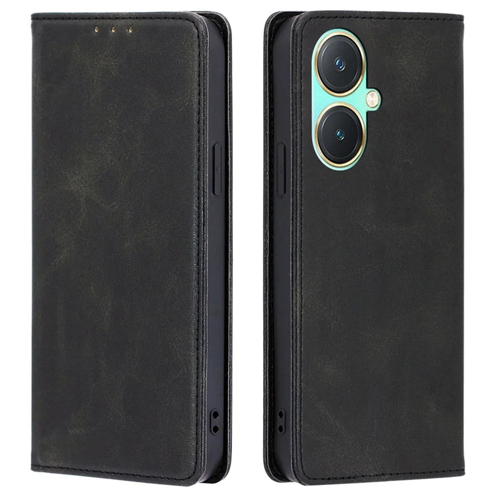 For vivo Y27 4G Case Calf Texture PU Leather Wallet Phone Cover - Black - 1