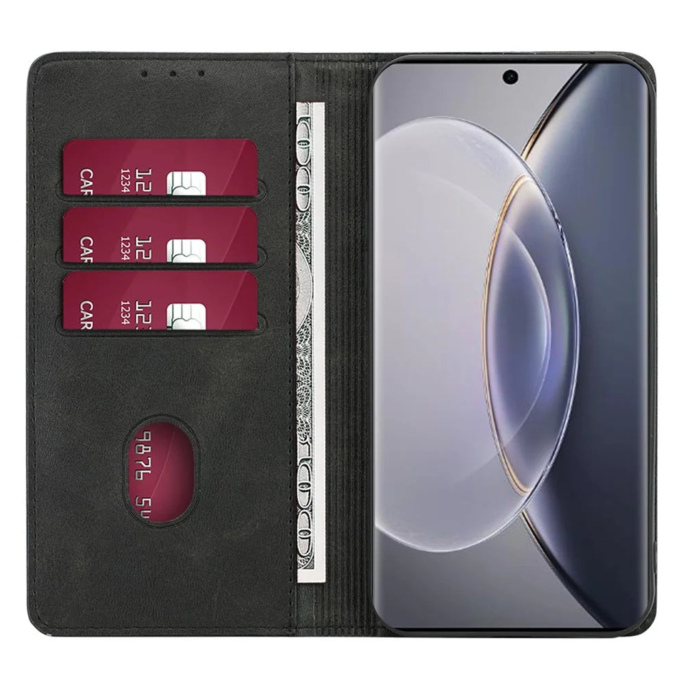 For vivo Y27 4G Case Calf Texture PU Leather Wallet Phone Cover - Black - 2