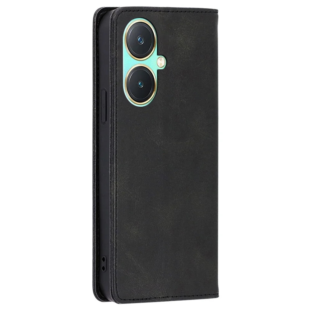 For vivo Y27 4G Case Calf Texture PU Leather Wallet Phone Cover - Black - 6