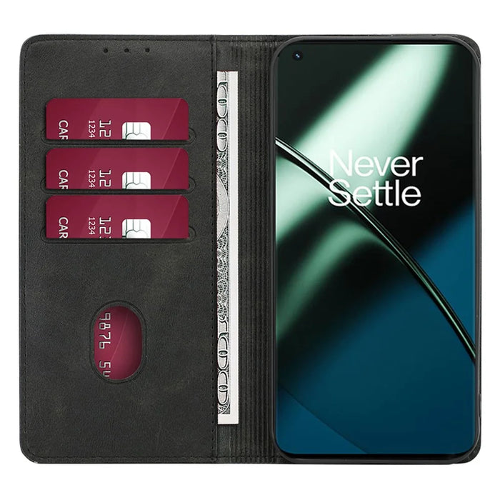 For OnePlus Ace 2 Pro 5G Case Magnetic Auto Closing Leather Wallet Cover - Black - 2