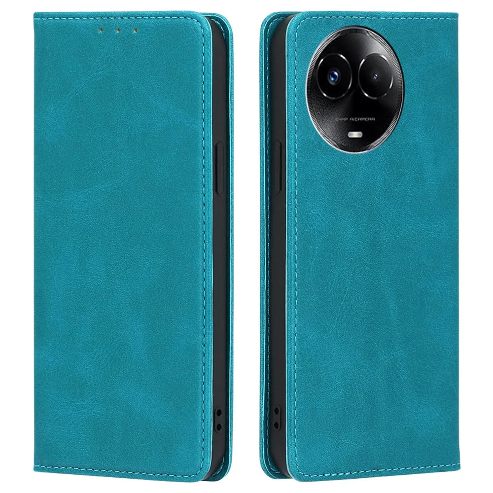 For Realme 11x 5G / Realme 11 5G (Global) Case Calf Texture Wallet Stand Leather Cover - Baby Blue - 1