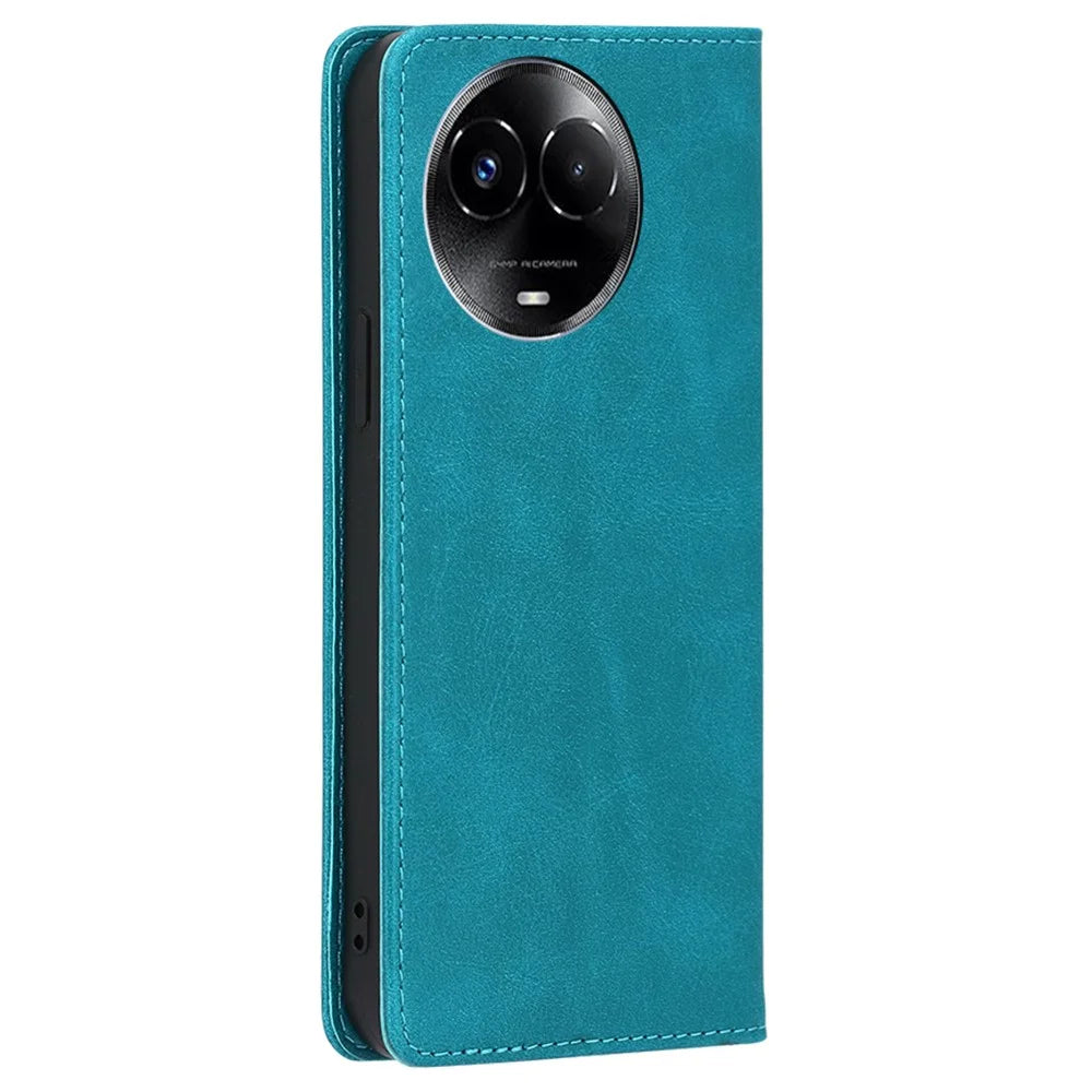 For Realme 11x 5G / Realme 11 5G (Global) Case Calf Texture Wallet Stand Leather Cover - Baby Blue - 6