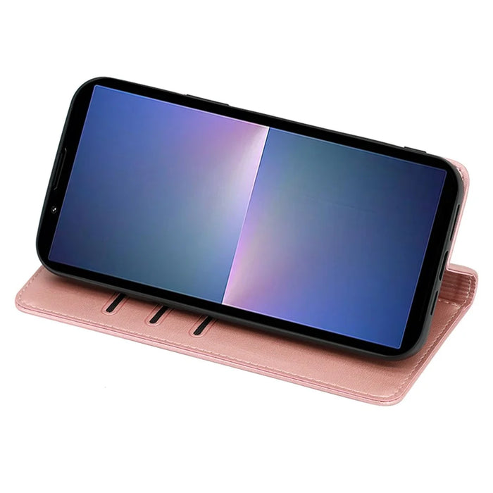 For Sony Xperia 5 V Case Magnetic Closure Wallet Leather Cover - Rose Gold - 3