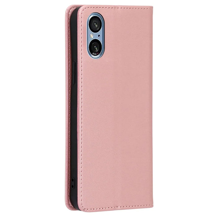 For Sony Xperia 5 V Case Magnetic Closure Wallet Leather Cover - Rose Gold - 6