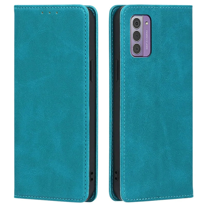 For Nokia G42 Case Leather Calf Texture Phone Protector with Magnetic Closure - Baby Blue - 1