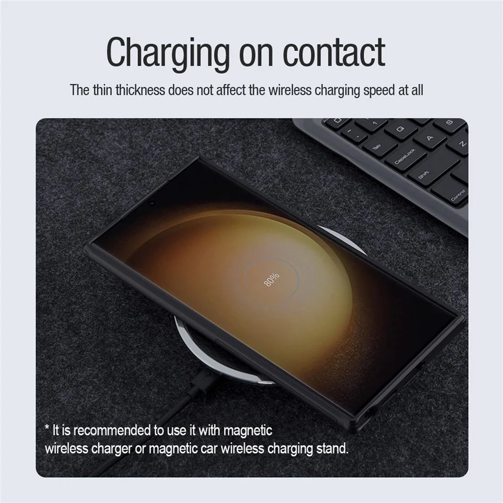 NILLKIN Frosted Shield Pro for Samsung Galaxy S24 Ultra Case Magnetic PC+TPU Anti-drop Phone Protector - Black - 6