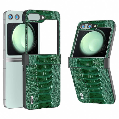 ABEEL For Samsung Galaxy Z Flip5 5G Case Crocodile Texture Hinge Protection Phone Cover - Green - 1