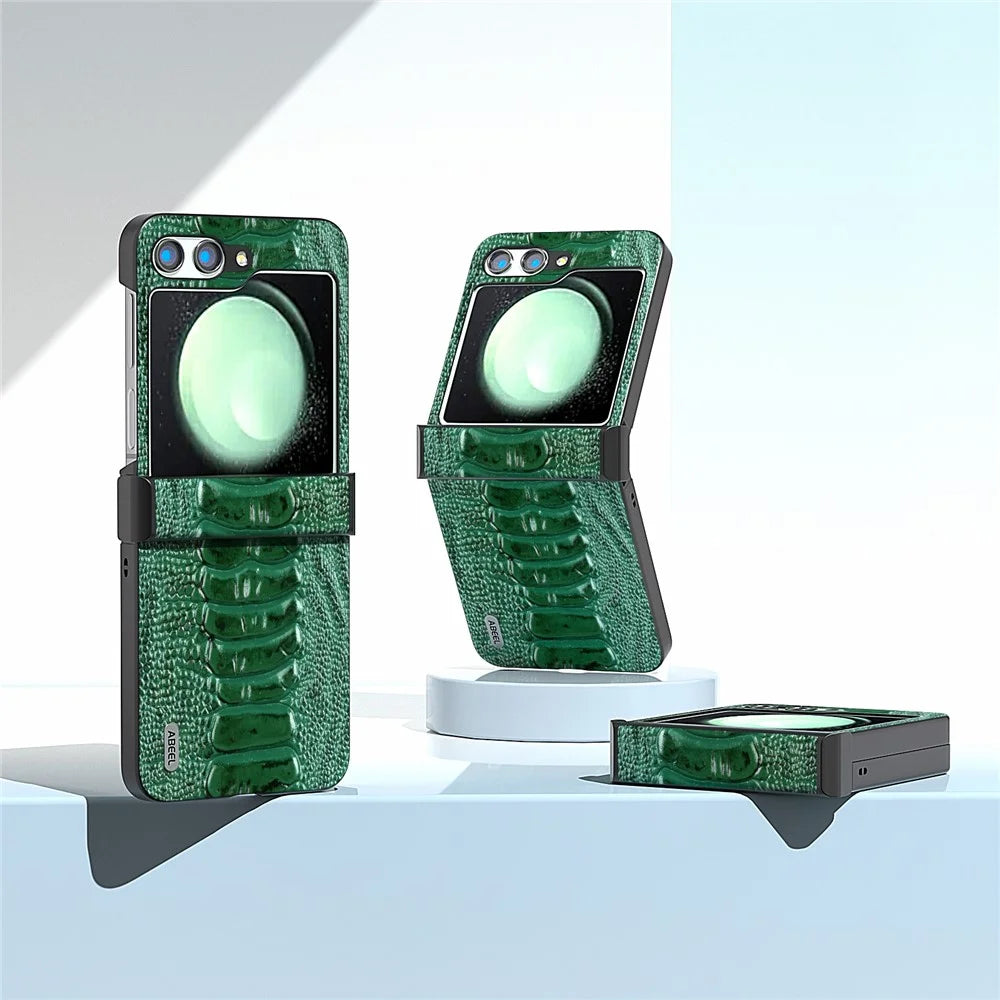 ABEEL For Samsung Galaxy Z Flip5 5G Case Crocodile Texture Hinge Protection Phone Cover - Green - 2