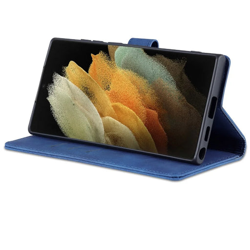 AZNS For Samsung Galaxy S24 Ultra Case Leather Protected Fully Folio Flip Stand Phone Shell - Blue - 2