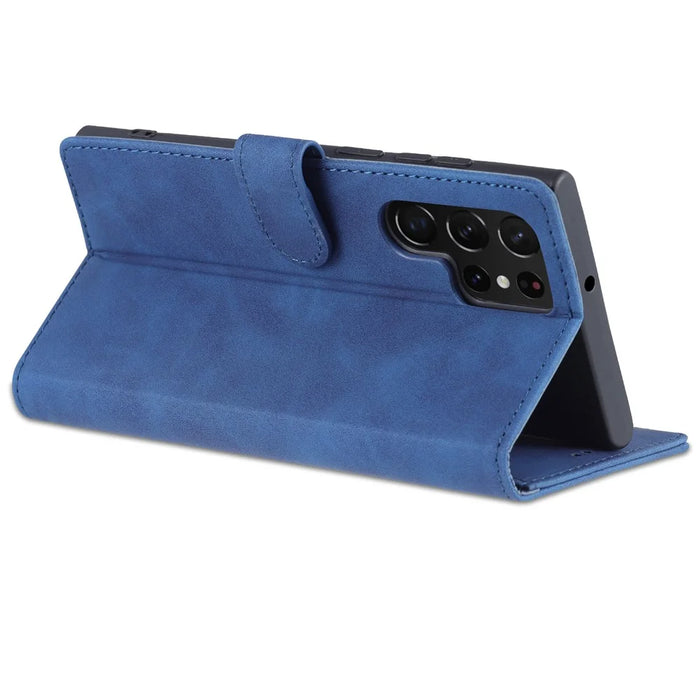 AZNS For Samsung Galaxy S24 Ultra Case Leather Protected Fully Folio Flip Stand Phone Shell - Blue - 4