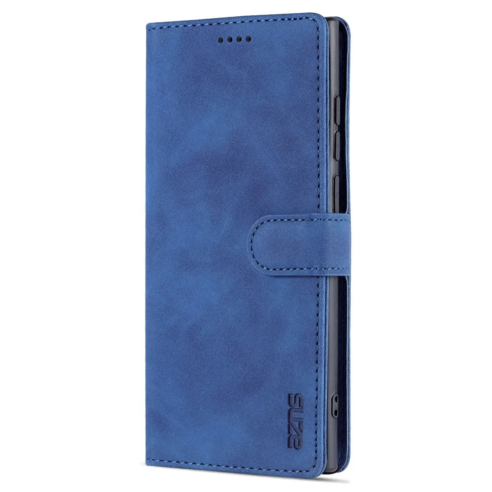 AZNS For Samsung Galaxy S24 Ultra Case Leather Protected Fully Folio Flip Stand Phone Shell - Blue - 7